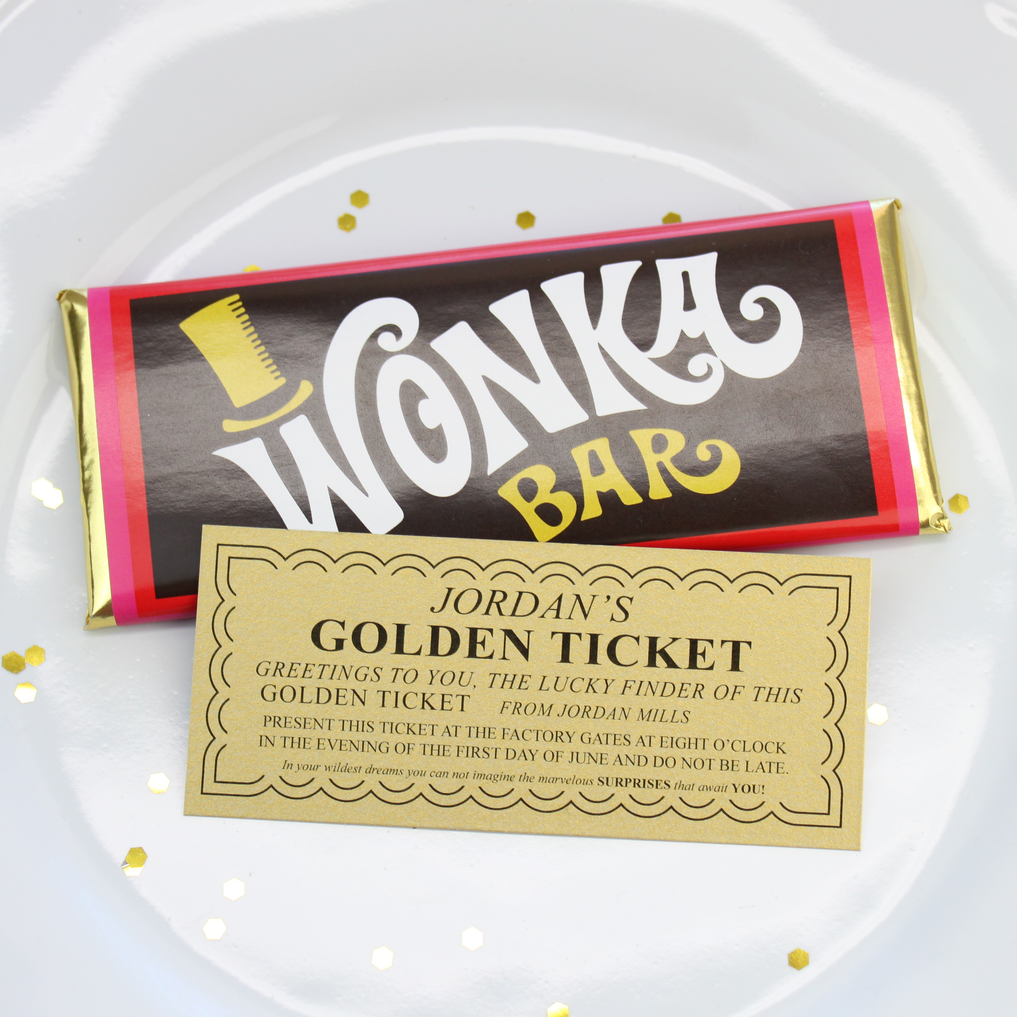 20 Chocolate Wonka Souvenir Ticket Gold 1 Faz Personalizado